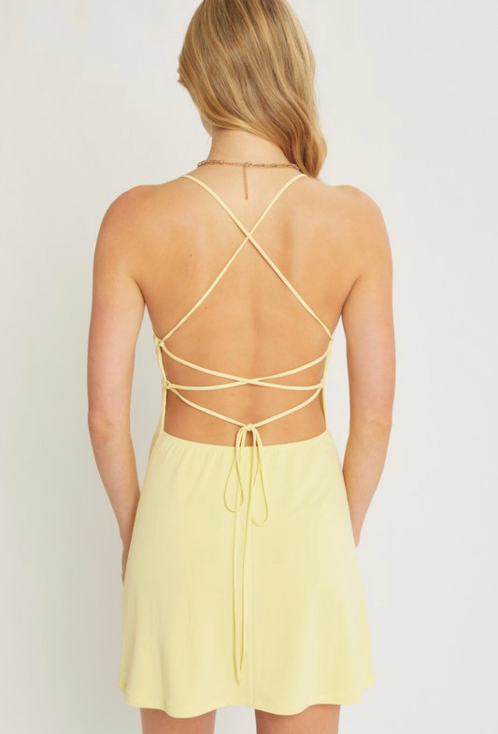 Yellow Drawstring Mini Dress