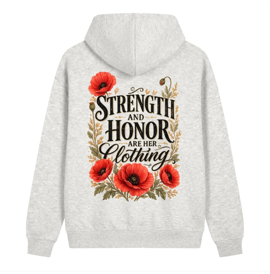 Strength and Honor Are Her Clothing Hoodie with Drawstrings