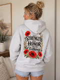 Strength and Honor Are Her Clothing Hoodie with Drawstrings