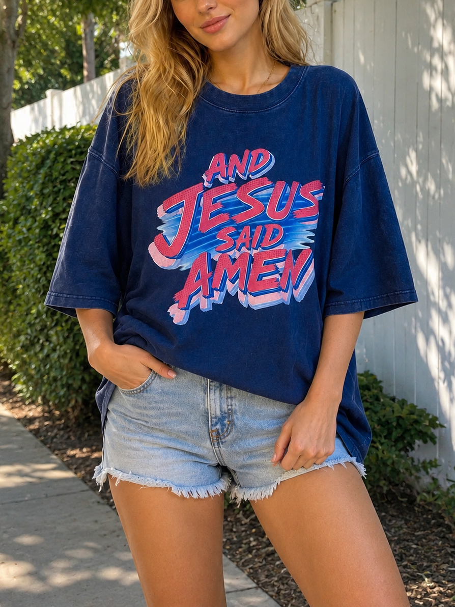 Retro Jesus said Amen T-shirt